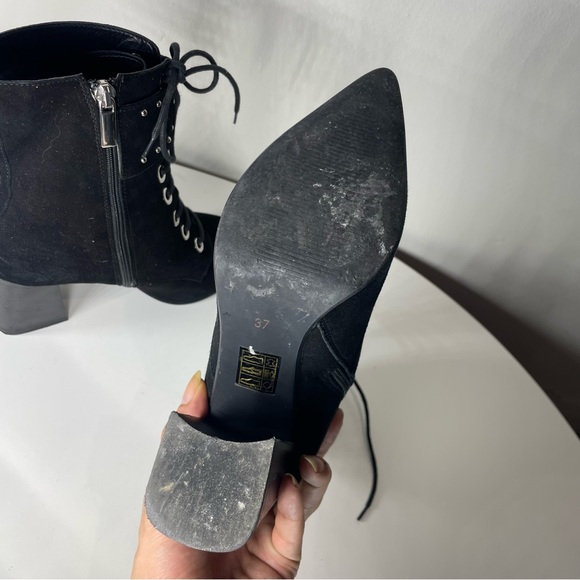 L'INTERVALLE Black Lace-Up suede Boots with Buckle Detail - Picture 5 of 7